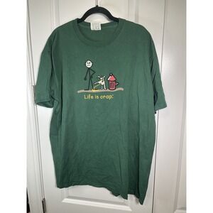 LIFE is CRAP Green Short Sleeve T-Shirt Size XL 100% Cotton made in Mexico